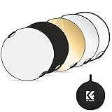 K&F CONCEPT Light Reflector with Grips, 32"(80cm) 5-in-1 Photography Diffuser Collapsible Portable with Grips for Studio and Outdoor Lighting Gold Silver White Black Translucent