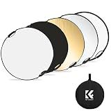 K&F CONCEPT 5-in-1 Light Reflector, 32"/80cm with Handle Grip & Bag
