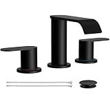 Matte Black Waterfall Bathroom Faucet for Sink 3 Hole 8 Inch Widespread
