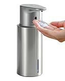 DODO MEKIA Automatic Liquid Soap Dispenser Touchless, 304 Stainless Steel Bottle Body &16.2oz/480ml Rechargeable, 3 Adjustable Liquid Levels, IPX7 Waterproof, for Kitchen Bathroom, Stainless Steel