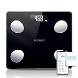 NUTRI FIT Scale for Body Weight Digital Bathroom Smart Scale with Bluetooth for BMI, Body Fat, Muscle Mass, 20 Body Composition Analyzer Health Monitor Sync Apps 330lbs, Batteries Included