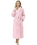 NY Threads Premium Ultra Soft Robes for Women Plush Fleece Long Bathrobe, Medium, Light Pink