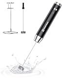 Maestri House Rechargeable Milk Frother with Stand, LunaFro Handheld Electric Foam Maker Waterproof Detachable Stainless Steel Whisk Drink Mixer Foamer for Lattes, Cappuccino