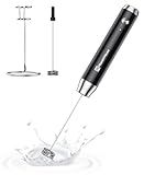 Maestri House Rechargeable Milk Frother with Stand, LunaFro Handheld Electric Foam Maker Waterproof Detachable Stainless Steel Whisk Drink Mixer Foamer for Lattes, Cappuccino