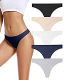 voenxe Seamless Women Underwear Thongs,No Show Ladies Thong,Invisible No Line Breathable Comfortable Panties Undies,Womens No Seam Soft Wide Gusset Tanga,Legging Underpants for Woman 5-Pack