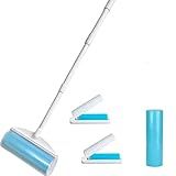 8 Inch Reusable Large Lint Roller, Washable Sticky Pet Hair Remover with Retractable Extendable Long Handle, Big Cleaning Tool for Clothes, Sofa, Carpet, Furniture, 1 Large, 1 Refill and 2 Mini Size