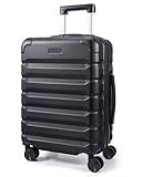 LIGHT FLIGHT Carry On Luggage 22x14x9 Airline Approved, Expandable Carry On Suitcases with Wheels, Lightweight Luggage, Durable Hard Shell 20 Inch Rolling Suit Case for Men Women Travel Black