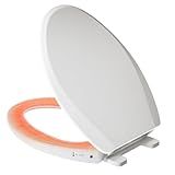Clirass Elongated Heated Toilet Seat with Night Light, Three Temperature Settings Heated Seat,70 in Power Cord, Fit Elongated Toilet, Cold Water Bidet Function Toilet Seat With Slow Close