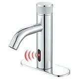 Derpras Touchless Bathroom Faucet with Automatic Sensor Function, Bathroom Sink Faucet with Hole Cover Plate, Countertop Temperature Adjustment, Chrome