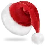 RJVW Christmas Santa Hat for Adults, Thicken Soft Velvet Comfort Xmas Hat