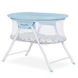Dream On Me Poppy Traveler Portable Baby Bassinet, Breathable Mesh Airflow Panels, Compact and Lightweight, Quick Fold Travel Friendly Design, Anti-Slip Legs, Travel Bag and Mattress Included- Blue