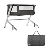 Dream On Me Skylar Bassinet and Beside Sleeper in Black, Lightweight and Portable Baby Bassinet, Five Position Adjustable Height, Easy to Fold and Carry Travel Bassinet, JPMA Certified