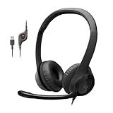 Logitech H390 Wired Headset for PC/Laptop, Stereo Headphones with Noise Cancelling Microphone, USB-A, in-Line Controls, Works with Chromebook - Black