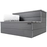 DENKOE Hot Tub Steps - Wood-Looking Plastic, 100% Waterproof, Gray Non-Slip, Heavy Duty Outdoor Spa Stairs - Multi-Use for Porch, Fits Any Size