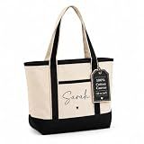 Personalized Canvas Tote Bag with Multicolor, Front Pocket & Sturdy Handle