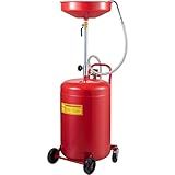 VEVOR 20-Gallon Waste Oil Drain Tank, Air Operated Portable Oil Drainer with Adjustable Funnel Height, Fluid Fuel Transfer Drainage with Wheels, Oil Change Container for Auto Repair Shops, Garages