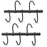 HDYEGY 2Pcs Tack Rack with Swivel Hooks,5 Hook Portable Bridle Rack for Horse Tack Holder Stall and Fence(Black)