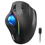 TECKNET Wireless Trackball Mouse, Bluetooth Mouse with Ergonomic, Black