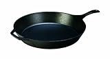 Lodge 15 Inch Cast Iron Pre-Seasoned Skillet – Signature Teardrop Handle - Use in the Oven, on the Stove, on the Grill, or Over a Campfire, Black