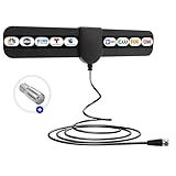 TV Antenna, 2025 New Digital Antenna for Smart TV, Support 360° Reception 4K 1080p All TV's for Local Channels, Smart Switch Amplifier Signal Booster -10.5ft Coax HDTV Cable, Portable Antenna Indoor