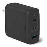 Amazon Basics 120W Fast Charging USB-C Nano GaN Wall Charger, 3-Port for Laptops, Tablets, Phones, Compact Travel-Friendly Size, Black