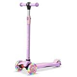 Dribbl 3-Wheel Kids Scooter - Lean-to-Steer Technology, Adjustable Height Handlebar, Wide Anti-Slip Deck, Scooter for Boys & Girls Ages 3+, Child Safety Approved, Support Riders Up to 165 lbs, Purple