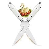 IGNITED CUTLERY 5 inch Paring Knife, German 1.4116 Stainless Steel Fruit Vegetable Peeling Knives, Ivory White Handle, Razor Sharp Small Kitchen Knife with Gift Box