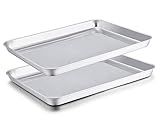 TeamFar Baking Sheet Set of 2, Baking Pans Tray Cookie Sheet Stainless Steel, Non Toxic & Healthy, Mirror Finish & Rust Free, Easy Clean & Dishwasher Safe