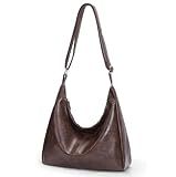 Slouchy Hobo Bags for Women Shoulder Handbag Leather Brown Purse Daily Slouchy Tote Purses