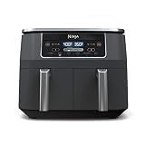 Ninja DZ201 Foodi 8 Quart 6-in-1 DualZone 2-Basket Air Fryer with 2 Independent Frying Baskets, Match Cook & Smart Finish to Roast, Broil, Dehydrate & More for Quick, Easy Meals, Grey