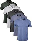 TELALEO 5 Pack Mens Polo Shirts Quick Dry Short Sleeve Golf T Shirt Performance Moisture Wicking Casual Workout SetB L