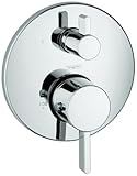 hansgrohe Ecostat Modern Thermostatic Shower Valve Trim with Temperature Control and Diverter in Chrome, 04231000