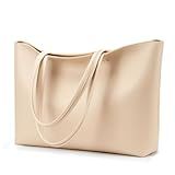 KALIDI Tote Bag Zipper Shoulder Bag Faux Leather Purses Satchel for Women Casual Handbag Work Dating College, Nude
