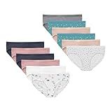 Hanes Big Hipster Underwear, Stretch Cotton Panties for Girls, Assorted, 12-Pack, Grey, Pink, Nude, Grey, White, Dot Prints, Heart Print