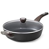 SENSARTE Nonstick Frying Pan Skillet with Lid, 12 Inch Large Deep Frying Pan, 5 Qt Non Stick Saute Pan with Cover, Induction Pan, Healthy Non Toxic Cooking Pan with Helper Handle, PFOA PFOS Free