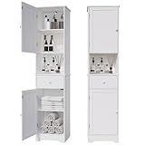 Viaozutis Tall Bathroom Cabinet, Storage Cabinet with 2 Doors & 2Drawer, with Ajustable Shelve, for Bathrooms, Kitchens,Entrances,Bedrooms(White)