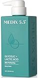 MEDIX 5.5 Glycolic Acid + Lactic Acid Exfoliating Body Wash Gel | KP Bump Eraser | AHA Exfoliant Skin Care Body Cleanser | Keratosis Pilaris & Acne | Anti Aging AHA Foaming Body & Face Wash, 15 Fl Oz