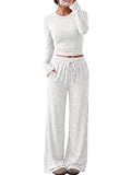 Trendy Queen Women's 2 Piece 2026 Fall Fashion Lounge Set with Pockets