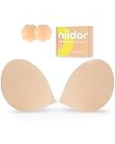 Niidor Adhesive Bra Strapless Sticky Invisible Push up Silicone Bra for Backless Dress with Nipple Covers Nude(B Cup)