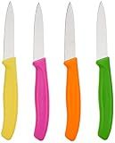 Victorinox 1 4-Piece Set of 3.25 Inch Swiss Classic Paring Knives with Straight Edge, Spear Point, 3.25", Pink/Green/Yellow/Orange