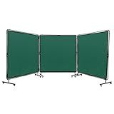 VEVOR Welding Screen with Frame, 6' x 6' 3 Panel Welding Curtain Screens, Flame-Resistant Vinyl Welding Protection Screen on 12 Swivel Wheels (6 Lockable), Movable & Professional for Workshop, Green