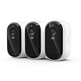 Arlo Essential Security Camera Wireless Outdoor 2K (3rd Gen, 2025 Release) - Battery Power, Person Recognition, Package Detection, Animated Preview, 1-Month Trial of Secure Plan, 3 Cam, White