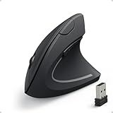 Anker 2.4G Wireless Vertical Ergonomic Optical Mouse for Work, Multi-Device Connectivity, 800/1200 /1600 DPI, 5 Buttons for Laptop, Desktop, PC - Black