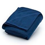 Brookstone Travel Blanket - 2-in-1 Lightweight Fleece Soft Throw Airplane Blanket with Carrying Pouch Travel Essentials, Size One Size, Blue