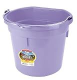 Little Giant® Flat Back Plastic Animal Feed Bucket with Metal Handle | Horse Feed & Water Bucket | 20 Quarts | Lavender
