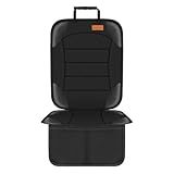 Siivton Car Seat Protector for Child Car Seat,Waterproof Car Seat Cover for Leather and Fabric Seats, 2 Mesh Pockets, Non-Slip Bottom,Thick Padding Cushion (Black)