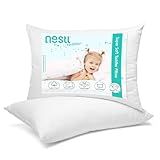 Nestl 2 Pack Toddler Pillow for Sleeping 13 x 18, Small Kids Pillow for Travel, Car, School, Nap, & Toddler Bed, Machine Washable Soft Cotton Child 2 Year Old and Up - White