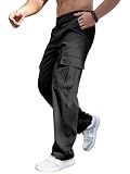 Comdecevis Casual Cargo Pants for Men Baggy Work Pants Black L