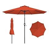 AreShark 9 FT Patio Umbrella for Outdoor, Outdoor Umbrella with Push Button Tilt and Crank, Outdoor Patio Umbrellas with 8 Sturdy Ribs for Market, Garden, Deck, Backyard, Pool (Orange)