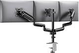HUANUO Triple Monitor Mount for 13-27 inch Computer Screens, Gaming 3 Monitor Desk Mount with Arm Holds 17.6lbs, Triple Monitors Stand with Tilt, Swivel, Rotation, VESA 75x75, 100x100mm